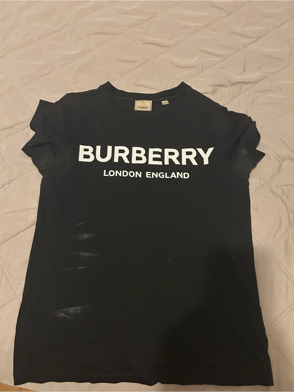 Burberry Black Tee with White Logo - Kids Short Sleeve